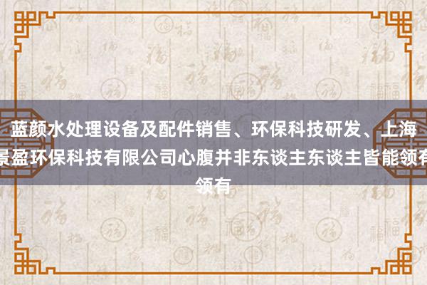 蓝颜水处理设备及配件销售、环保科技研发、上海景盈环保科技有限公司心腹并非东谈主东谈主皆能领有
