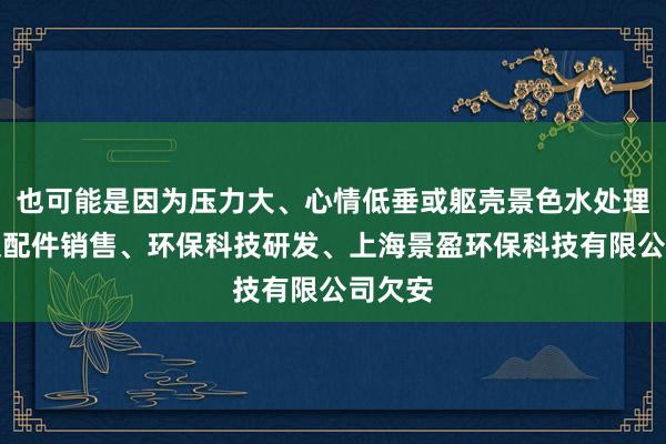 也可能是因为压力大、心情低垂或躯壳景色水处理设备及配件销售、环保科技研发、上海景盈环保科技有限公司欠安