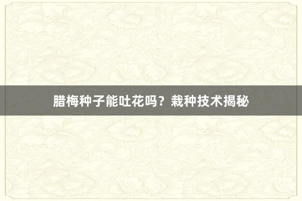 腊梅种子能吐花吗？栽种技术揭秘