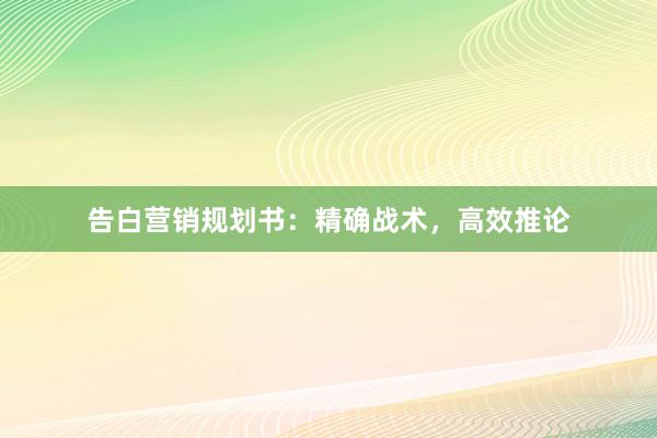 告白营销规划书：精确战术，高效推论